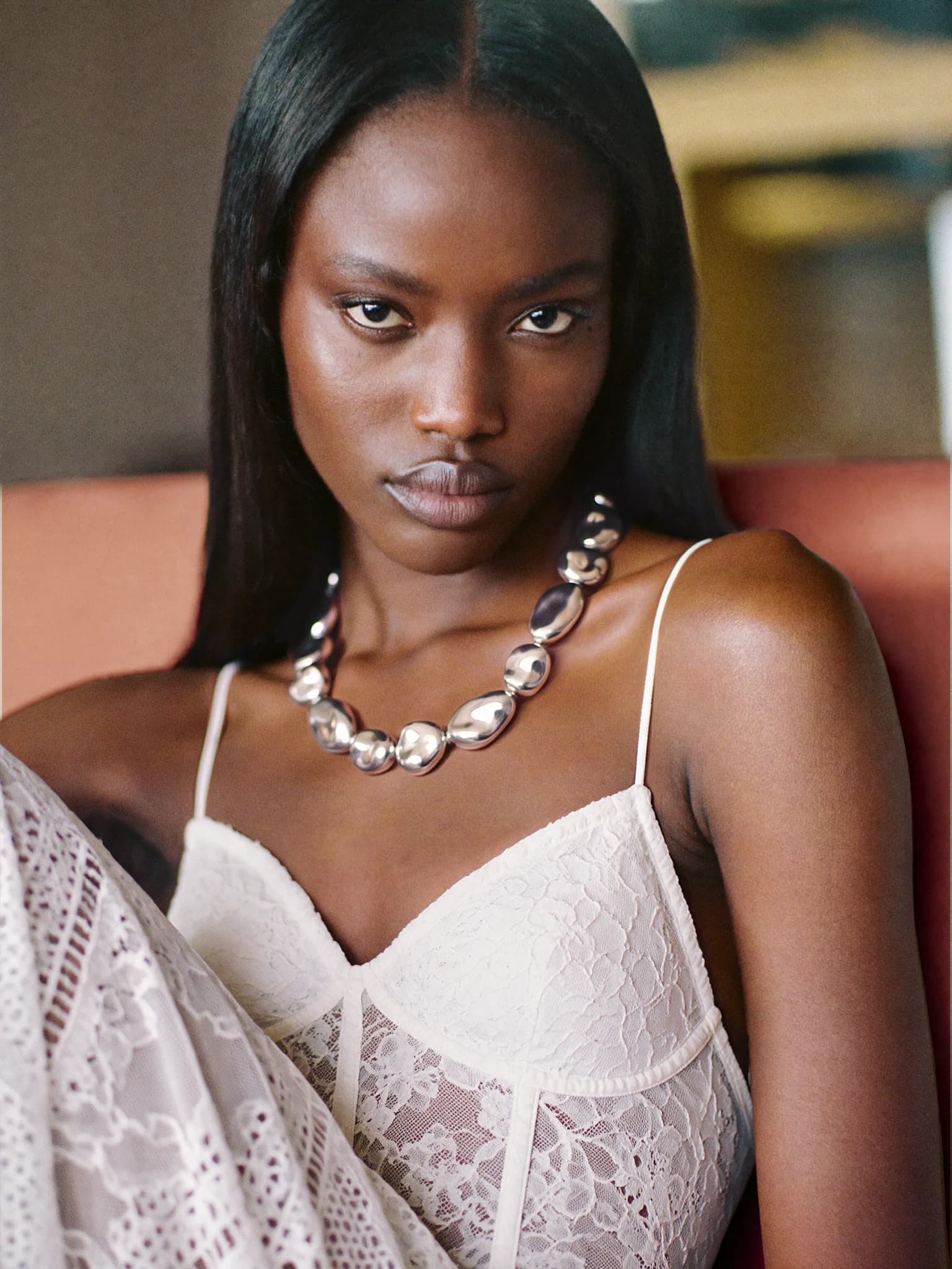 NOEME silver necklace campaign portrait