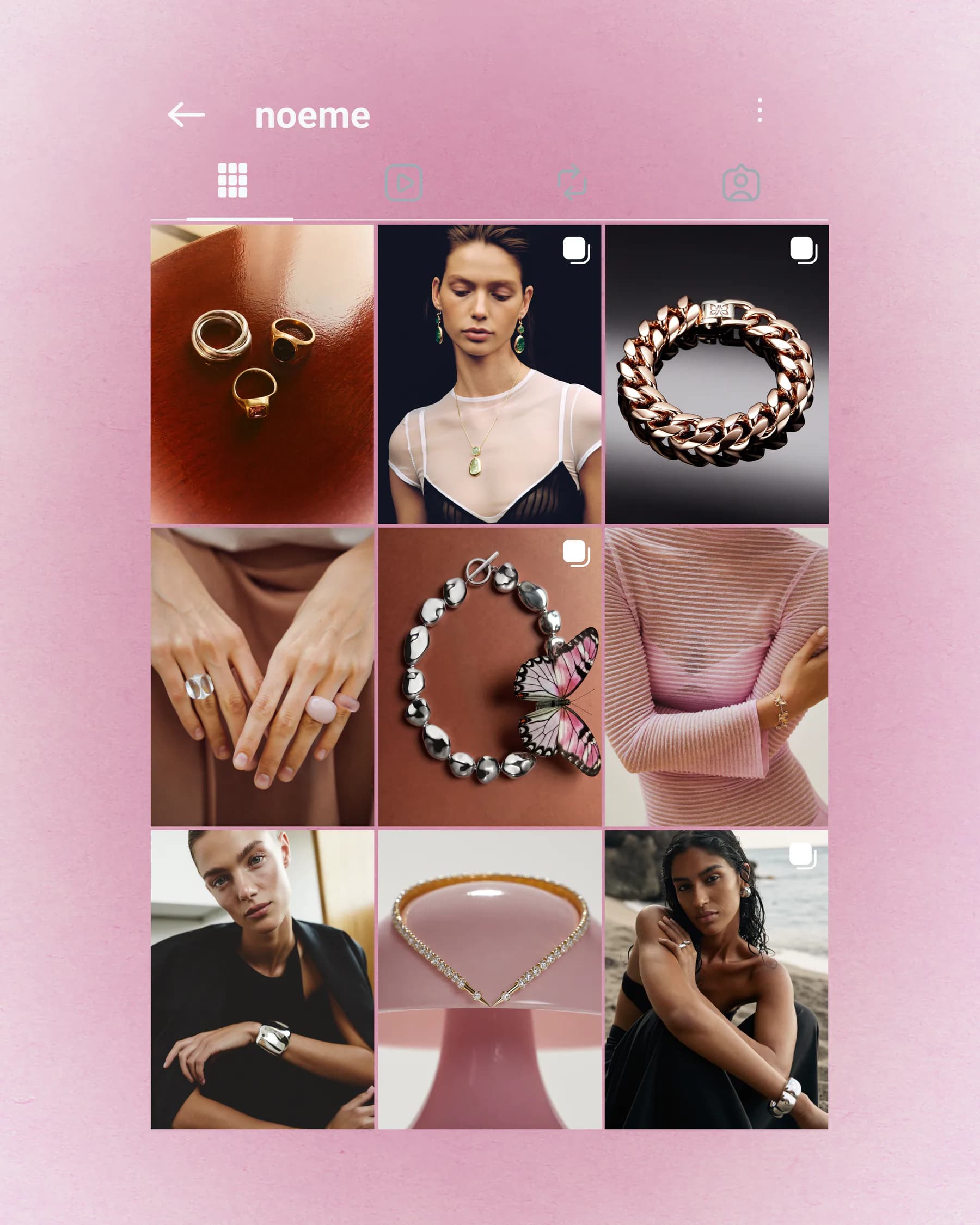 NOEME social visual identity grid